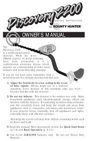Metal detectors put the joy of discovery right in your hands, but not all metal detectors are the same. Bounty Hunter Discovery 2200 Owner S Manual Pdf Download Manualslib