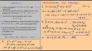 Model Oficial De Bacalaureat Matematica 2019 Tehnologic Youtube