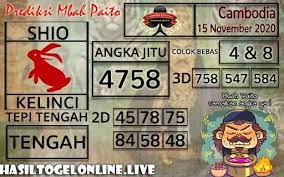 Prediksi Togel Cambodia 15 November 2020 Taiwan Sydney November