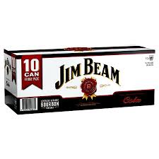 $ jim beam white & cola double serve 10 pack cans $ wild turkey & cola 4.8% 10 pack cans $ bundaberg rum 4.6% varieties 10 pack cans Jim Beam White Label Bourbon Cola Cans 10 Pack 375ml Liberty Liquors