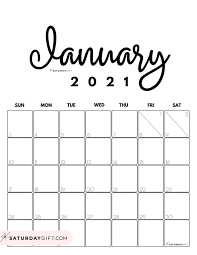Cute Free Printable January 2021 Calendar Saturdaygift In 2020 January Calendar 2021 Calendar Calendar Printables