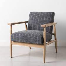 Upholstered Natural Wood Accent Chair Wide Stripe Dark Gray Hearth Hand With Magnolia Accent Chairs Modern Accent Chair Magnolia Furniture