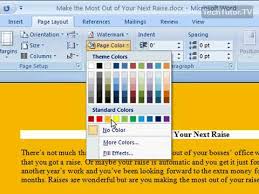 Click the button next to the theme color you want to change (for example, accent 1 or hyperlink), and then pick a color under theme colors. Add Page Color In Word 2007 Youtube