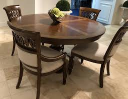 The dimension of the table are 43in dia by 26in h and leaf top is 43in by 18in. Stanley Furniture Old Town 5pc 54 Round Dining Table Set In Barrister Will Ship In September 2021 By Dining Rooms Outlet