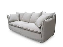 Guardado por mueble de españa. 3 Sitzer Sofa Aruba Holz Leinen Grau Lanatura