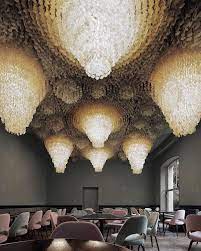 this enormous lighting installation originally created for panton s own home in the 70s now illuminates the light installation chandelier installation design