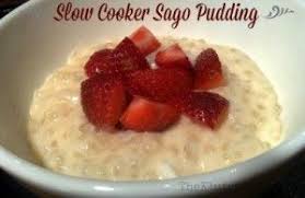 Slow Cooker Sago Pudding The Klutzy Cook Slow Cooker Desserts Slow Cooker Puddings Slow Cooker Recipes Dessert