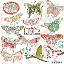 Feminine Butterflies Clipart 02 Printable Butterfly Graphics Etsy Butterfly Clip Art Flower Clipart Butterfly Line Art