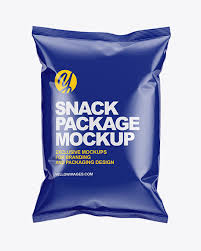 Glossy Snack Package Mockup Front View In Bag Sack Mockups On Yellow Images Object Mockups