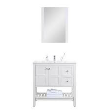 A typical height for a bathroom vanity is between 850mm and 900mm. C L L Collections 36 In White Single Sink Bathroom Vanity With White Ceramic Top Mirror And Faucet Included In The Bathroom Vanities With Tops Department At Lowes Com