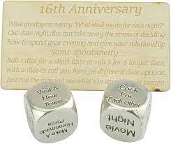 Anniversaries are milestones that deserve to be celebrated. Amazon Com 16 Year Anniversary Metal Date Night Dice Create A Unique 16th Anniversary Date Night Toys Games