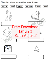 Mengenali dan mengetahui sembilan (9) jenis kata adjektif. Standard 3 Kata Adjektif