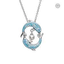 Dolphin Pendant With Pearl Aqua Swarovski Crystals Ocean Jewelry Store Ocean Jewelry Jewelry Tattoo Jewelry Design Drawing