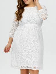 Plus Size Lace Empire Waist Dress In White Sammydress Com Vestidos De Novia Gorditas Vestido Para Gorditas Vestidos Boda Civil