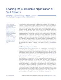 Pdf Leading The Sustainable Organization At Vail Resorts