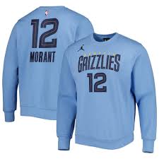 Men's Jordan Brand Ja Morant Light Blue Memphis Grizzlies Statement Name &  Number Pullover Sweatshirt