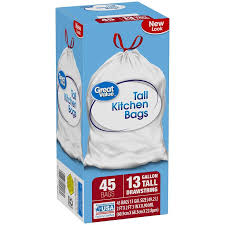 13 gallon plastic trash bags: Great Value Tall Kitchen Drawstring Bags 13 Gallons 45 Count Walmart Com Kitchen Bag Gallon Drawstring Bag