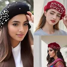 DHgate.com:Chic Womens Retro Woolen Beret with Pearl & Rhinestone Accents  for Autumn & Winter:Fashion Accessories