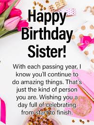 Do Amazing Things Happy Birthday Card For Sister Birthday Greeting Cards By Davia Birthday Greetings For Sister Birthday Messages For Sister Sister Birthday Card