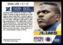 1991 Pro Set #553 Duval Love Los Angeles Rams RC Football NM