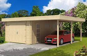 Holzgarage (44 mm), 6x5.7 m, 34 m² / 75 m³. Die Holzgarage Mit Carport