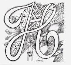 The Letter H Doodle Lettering Geometric Design Art Tangle Art