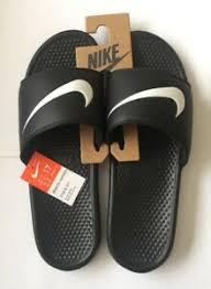 The nike benassi swoosh looks great, since it has a simple design, but is also comfortable and padded, as well as high quality. Nike Uk16 Benassi Swoosh Mens Black White Slide Sandals Flip Flops Eu 51 5 640135771651 Ebay