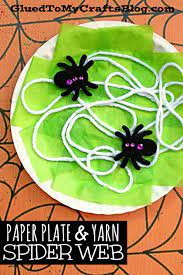 Paper Plate Spider Web With Craft Yarn Kid Craft Spider Web Craft Crafts For Kids Paper Plate Crafts