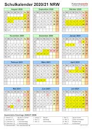 Kalender 2021/2022 mit kalenderwochen und den deutschen feiertagen. Schulferien Org Nrw 2020