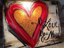 Red I Love You More Hand Painted Canvas Art Hand Painted Canvas Canvas Painting Diy Canvas