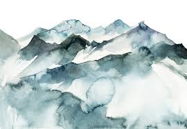 `echte gedanken strömen wie lava aus dem berg. Watercolor Mountains Fototapete Nach Mass Photowall