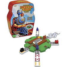 Mexican train dominoes game in aluminum carry case family game night is back with this mexican train dominoes set. Fundex 5454 Mexican Train Domino Game