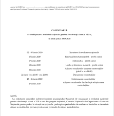 Anexa la ordinul ministrului educației și cercetării nr. Calendarul Examenului De Evaluare NaÈ›ionalÄƒ 2020 Proiect Edupedu Ro