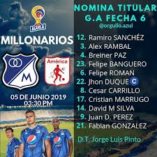 Goles de américa y millonarios en los cuartos de final. Orgullo Azul Nomina Titular Hoy Millonarios Vs America Facebook