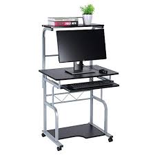 In fact, everyone bangs on about static electricity, but i've only ever shorted out one motherboard because of you can definitely build a pc on a wooden desk! Pc Desk Black Wooden Computer Desk Pc Laptop On Wheels Sliding Keyboard With Top Bookshelf Mobile Stand Workstation Table Sliver Steel Legs For Home Office 45 X 45 X 128cm Buy Online