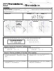 Translation reflection rotation dilation worksheets. Translations Name Per 1 1 Vocabulary Transformation An Operation That Or A Figure In Some Way To Produce A New Figure The Three Transformations Are Course Hero