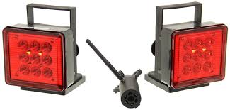 Pilot Magnetic Tow Lights Red Leds 4 Way Flat And 7 Way Rv Connector Wireless Pilot Automotive Light Red Towing Lights