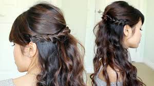 Give simple half up half down hairstyle both a brown and black color. Prom Hairstyle Braided Half Updo Feat Nume Reverse Curling Wand Youtube