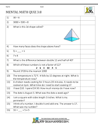 Use it or lose it they say, and that is certainly true when it. Mental Math 3rd Grade