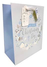 Gift wrapping is free simply include your gift message during the checkout process and we'll wrap your gift and attach your message. Christening Gift Bags Baby Boy New Large Blue Present Baptism Wrap Tag Free Tape Buy Online In Maldives At Maldives Desertcart Com Productid 119415344