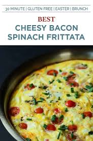 Cheesy Bacon Spinach Frittata Healthy Breakfast Frittata Recipe In 2020 Recipes Cheesy Bacon High Protein Vegetarian Recipes
