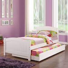 New Stylish Subtle Curve Cottage Beadboard Paneling White Wood Twin Trundle Bed Cottagebedboard White Trundle Bed Kids Bedroom Furniture Kid Beds