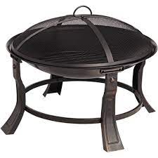 Wood burning fire pits should have a protective heat pad underneath to protect the wood. John Timberland Black Iron Outdoor Fire Pit Round 24 Steel Wood Burning With Spark Screen And Fire Poker For Outside Backyard Patio Camping Target