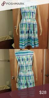 Dressbarn Print Sleeveless Dress Size 10 Dressbarn Print Dress Size 10 Cotton Shades Of Blue White Beige And Green 22 I Dresses Dressbarn Dress Barn Dresses
