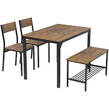 For smaller homes, we have a great selection of dining sets with 4 chairs in many shapes and sizes to fit even the most unique spaces. Amazon Com Teraves Dining Table Set For 4 Computer Desk Kitchen Table With 2 Chairs And A Bench Table And Chairs Dining Set 4 Picce Set For Dining Room Table Chair Sets
