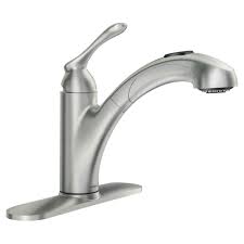 The faucets combine modern, traditional, and transitional designs together. Moen Banbury Single Handle Pull Out Sprayer Kitchen Faucet With Power Clean In Spot Resist Stainless 87017srs The Home Depot