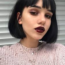 Amazon Com Queentas Black Short Bob Wig With Bangs Straight Blunt Cut Chin Medium Length Natural Synthetic Hair Daily Halloween Wigs For Black Women 10inches Natural Black 1b Beauty