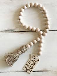 Wood Bead Garland The Boho Beads Are Like Accessories For Your Home They Come With A Personalized Wood Wooden Bead Garland Wood Beads Diy Wood Bead Garland