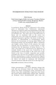 Kalimat menjadi satuan bahasa terkecil yang bisa mengungkapkan makna atau gagasan secara utuh baik secara lisan maupun tulisan. Pdf Penerjemahan Tema Pada Teks Hukum