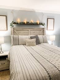 Farmhouse Style Above Headboard Shelf In 2020 Above Bed Decor Master Bedrooms Decor Bedroom Decor Design